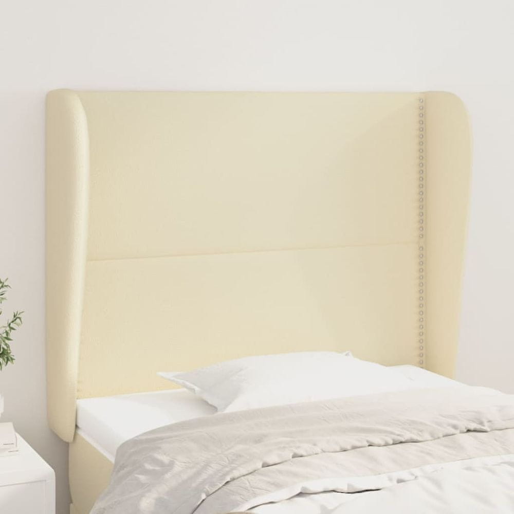 Vidaxl Čelo postele so záhybmi krémové 103x23x118/128 cm umelá koža